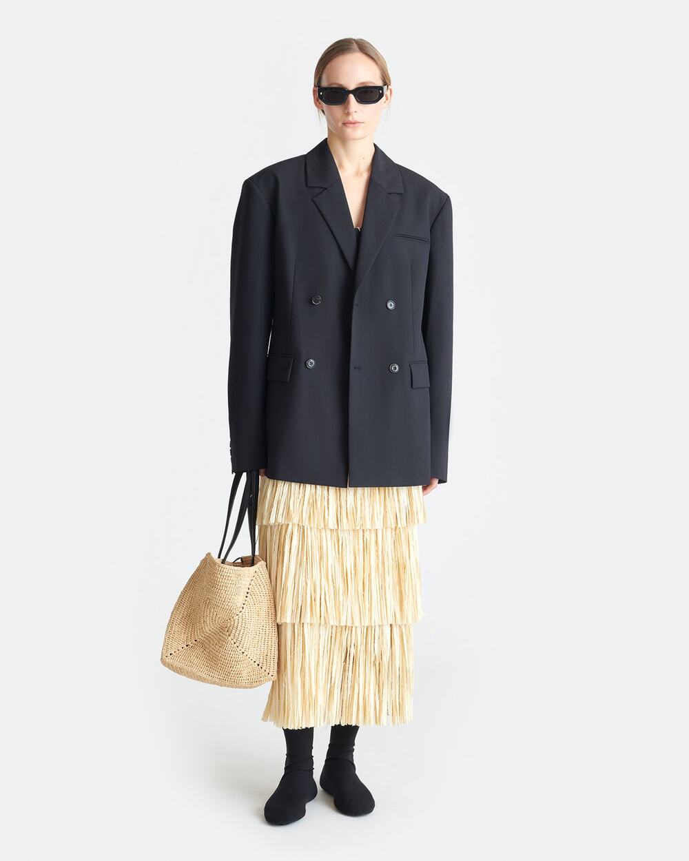 Nanushka Diante black boxy oversized wool blend blazer size medium
